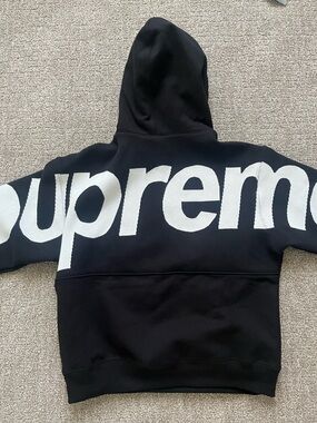 Supreme Black Hoodie with Large White Script